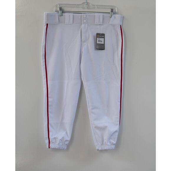 NWT Easton Pants Womens Large White Red Baseball Softball Pro Pipepant Cuffed - Picture 1 of 6